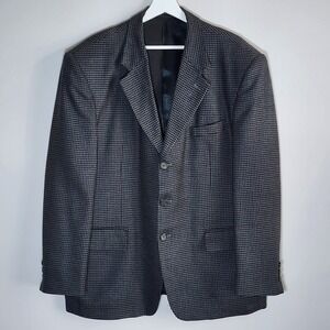 Houndstooth Blazer Mens 44 100% Wool Sport Coat Professional Office Old Money
